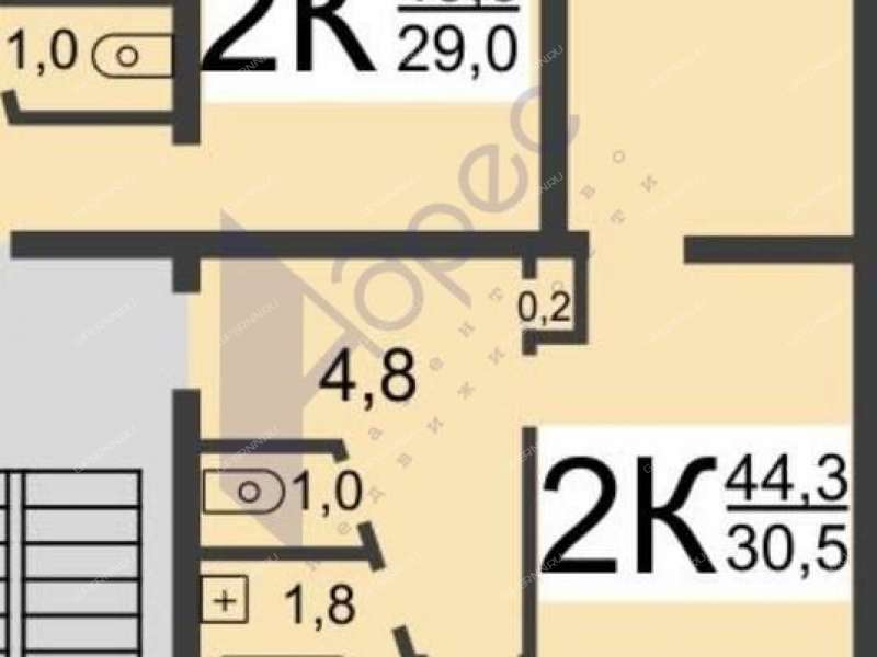 двухкомнатная квартира на улице Героя Советского Союза Прыгунова дом 17а
