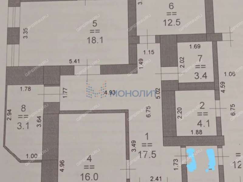 двухкомнатная квартира на улице Александра Хохлова дом 5