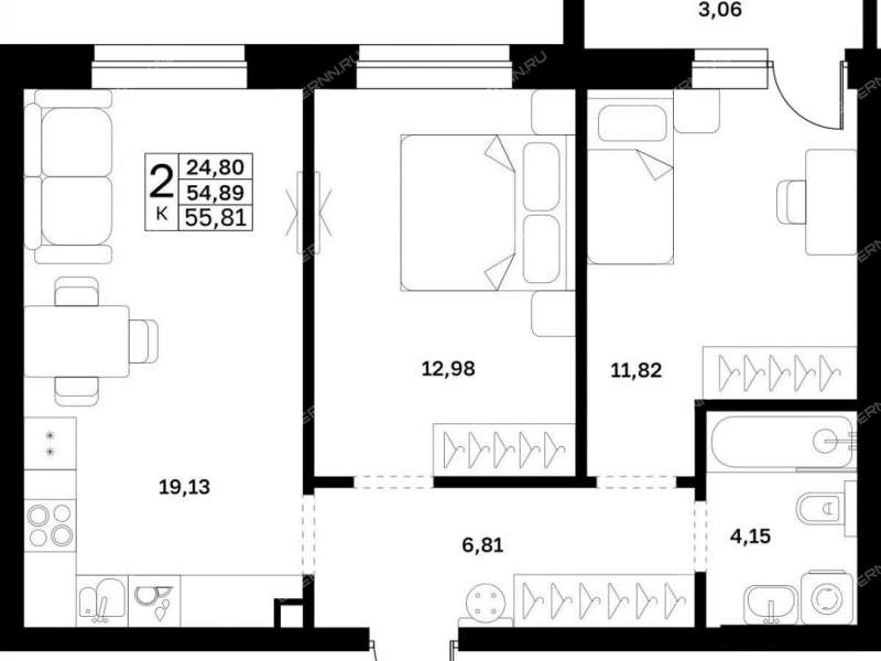 двухкомнатная квартира в новостройке в границах улиц Страж Революции, Гвардейцев, 50-летия Победы, Евгения Никонова, 17