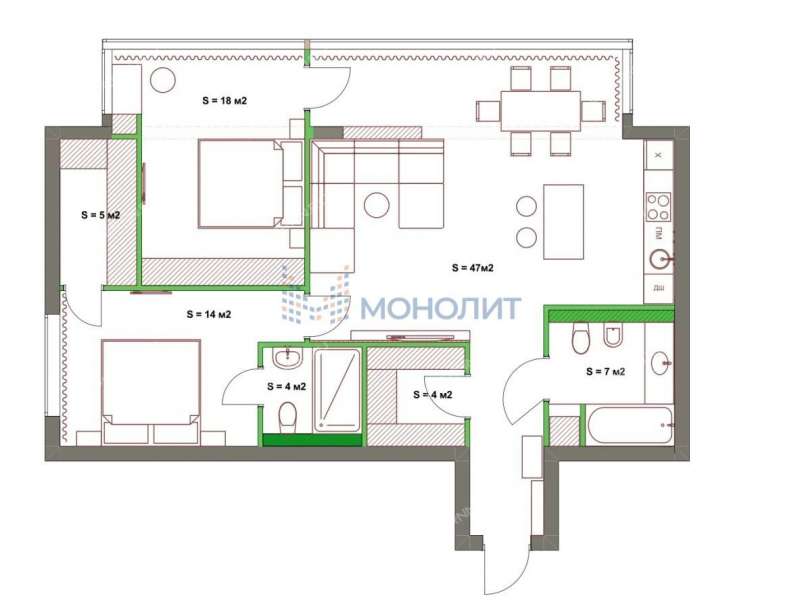 двухкомнатная квартира на Тверской улице дом 7