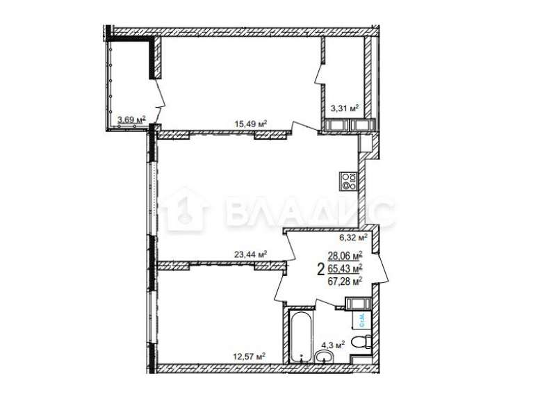 двухкомнатная квартира на Русской улице улице дом 16 деревня Анкудиновка