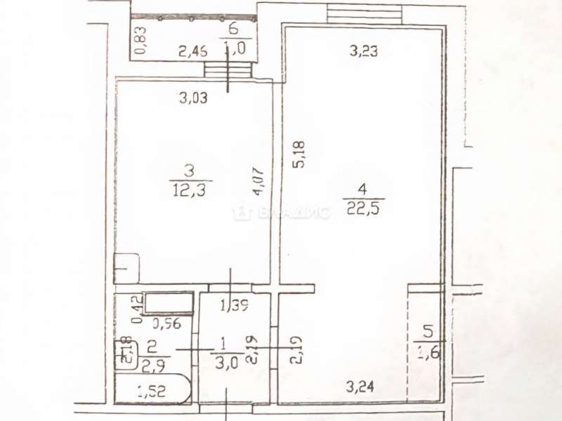 однокомнатная квартира на улице Васильева дом 33А