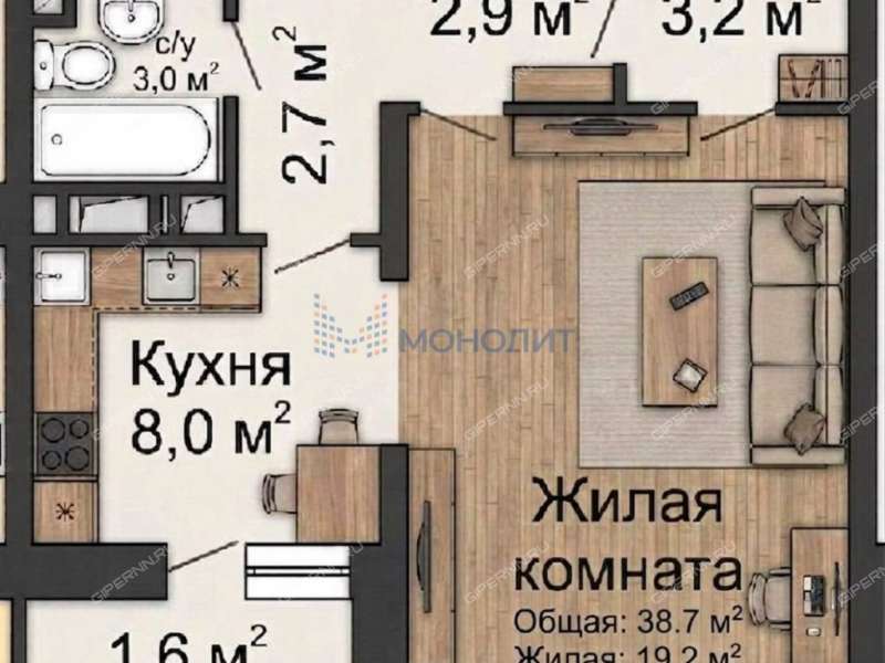однокомнатная квартира на улице Максима Горького дом 73