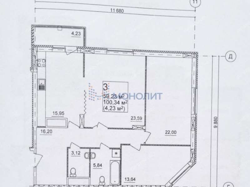 трёхкомнатная квартира на Республиканской улице дом 43 к2