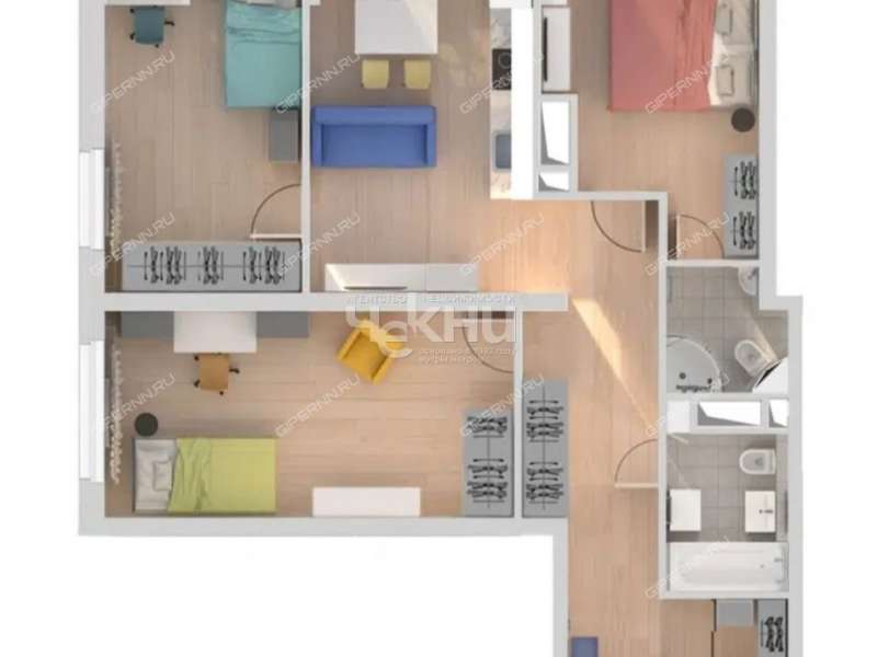 трёхкомнатная квартира на улице Сергея Акимова