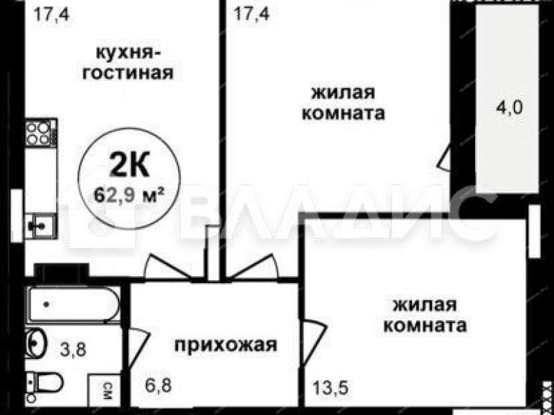 двухкомнатная квартира на улице Родионова дом 202/1