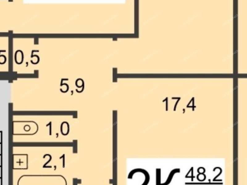 двухкомнатная квартира на улице Героев Космоса дом 18