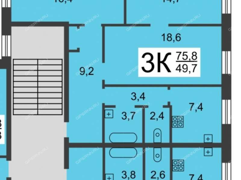 трёхкомнатная квартира на улице Ярошенко дом 1