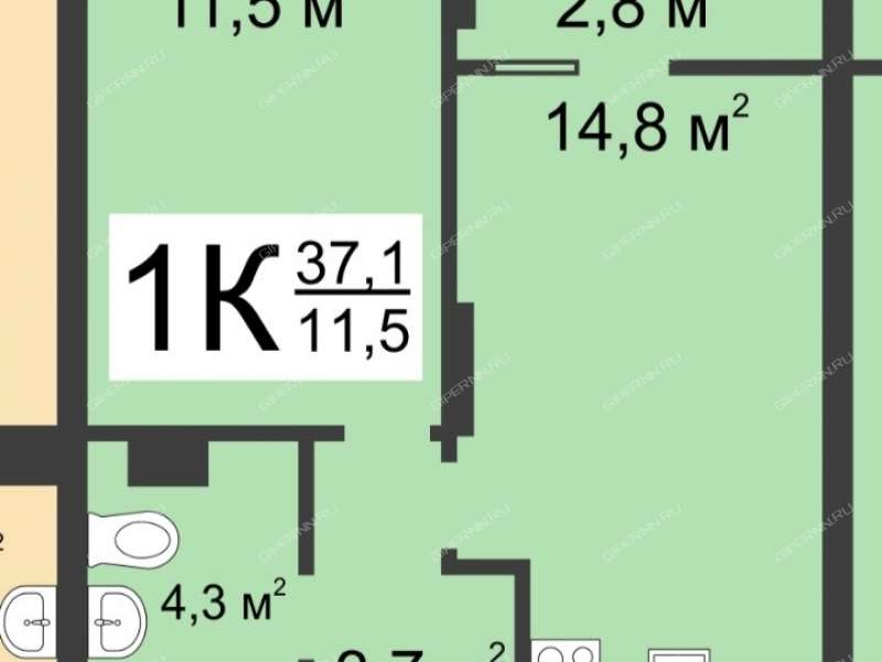 однокомнатная квартира на улице Коперника дом 7