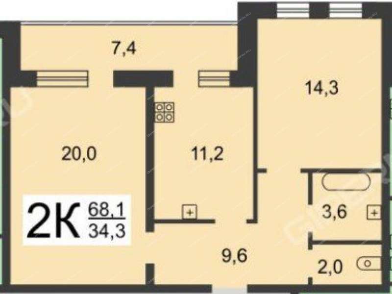 двухкомнатная квартира на улице Родионова дом 193 к6