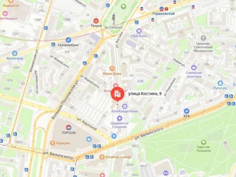 помещение под торговую площадь на Костина ул, д. 9