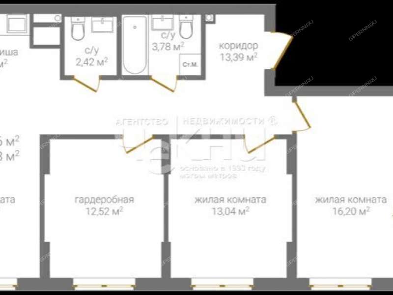 трёхкомнатная квартира на 2-й Оранжерейной улице дом 1