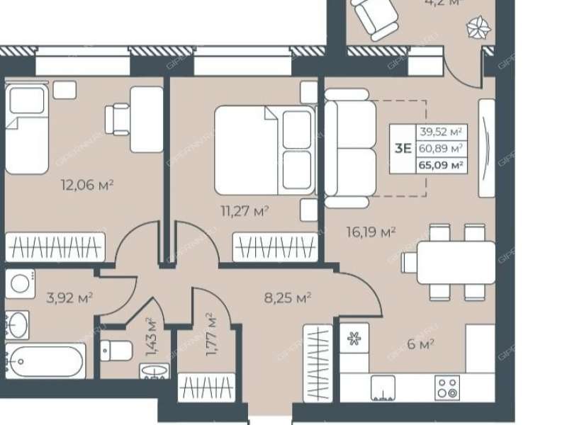 трёхкомнатная квартира в новостройке на инженера Шухова кв-л город Выкса